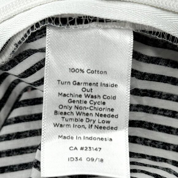 TALBOTS Blouse Womens Petite Large Black White Striped Long Sleeve Side Zip Top - Picture 7 of 7